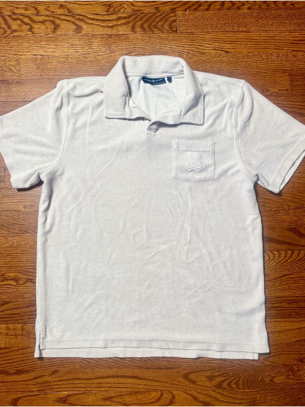 Psycho Bunny Men’s Polo Short Sleeve Shirt Cream Terry Size Large